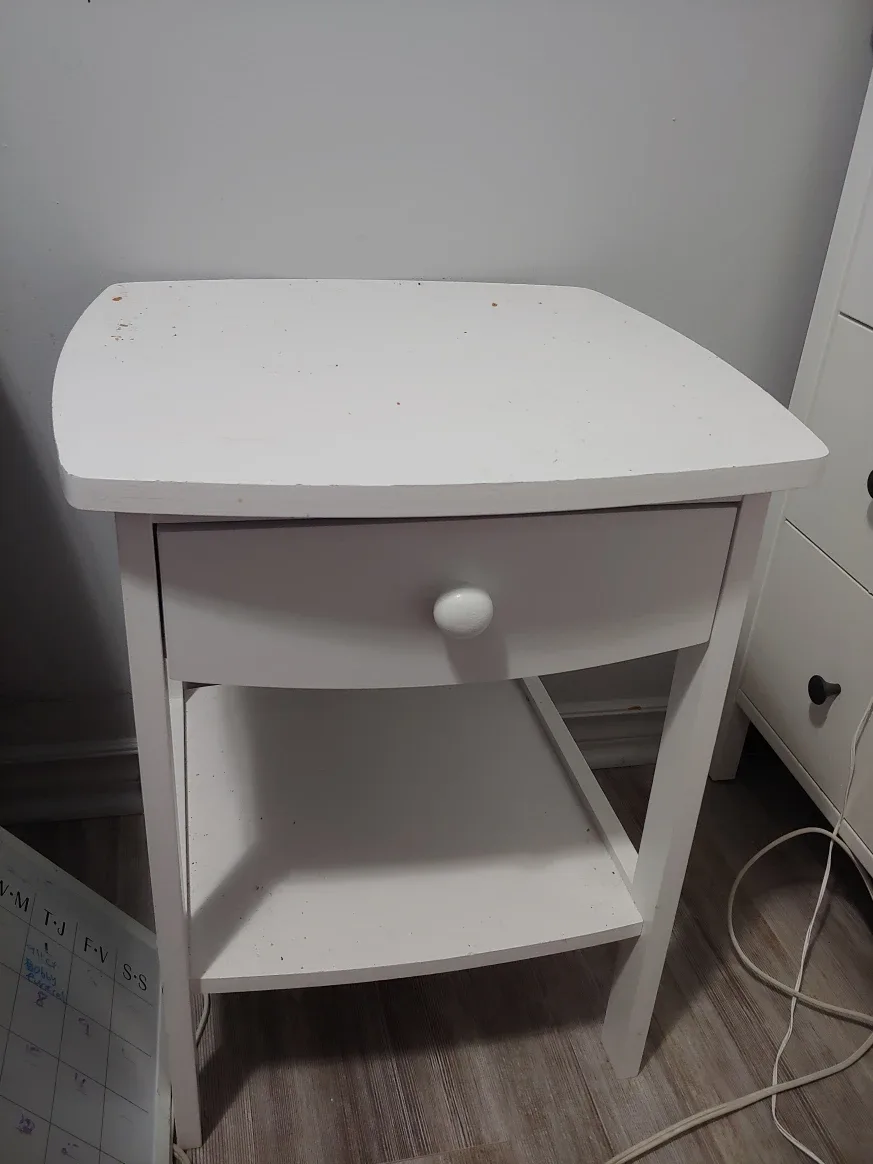 White Nightstand with Drawer and Shelf thumbnail
