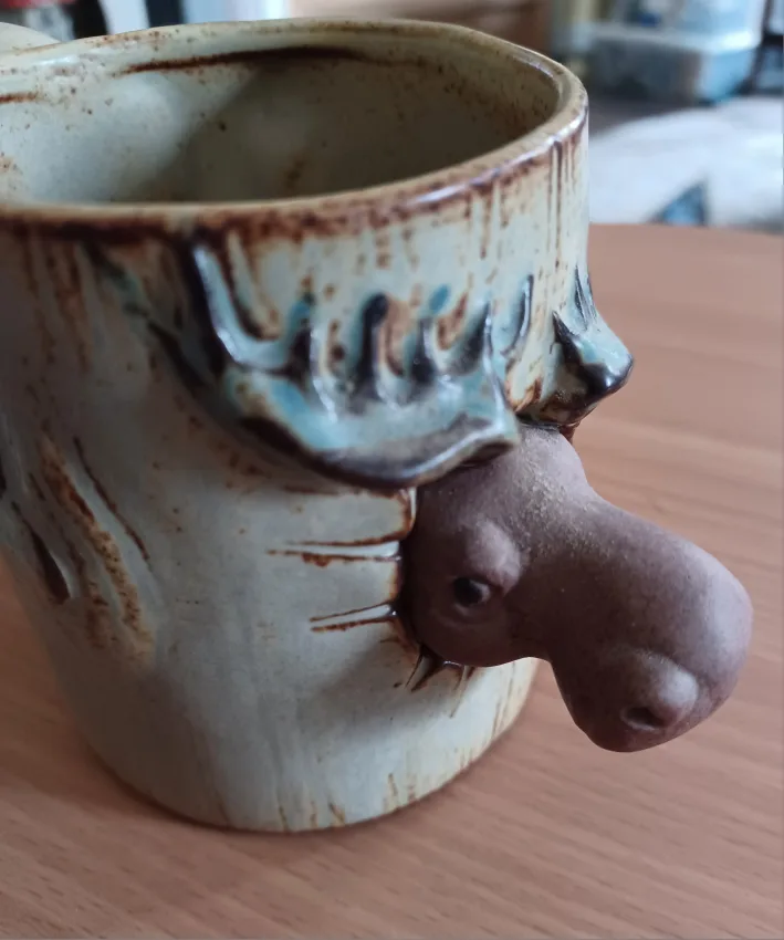 unique Moose Stuck in a Tree Ceramic Mug thumbnail