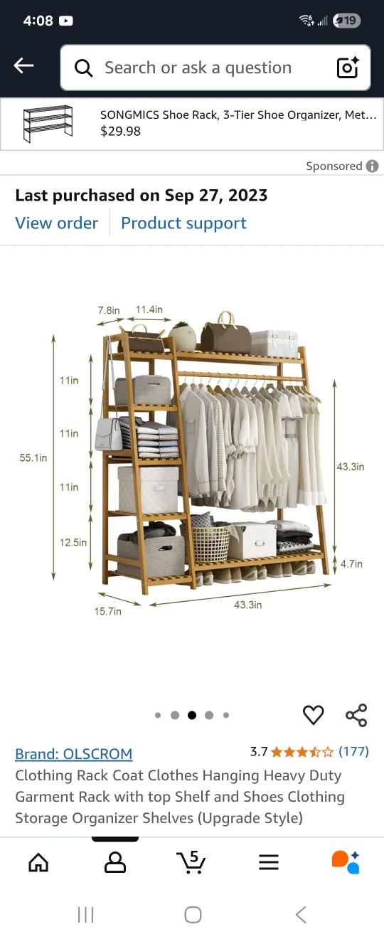 Bambo Clothing Rack Coat Rack with Storage 🥕 image indicator(4)