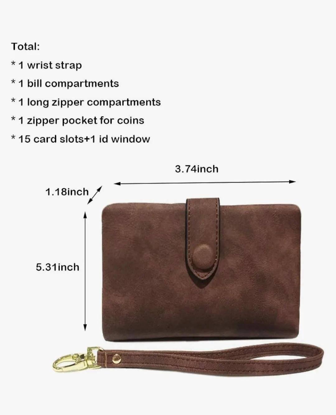AOXONEL RFID Blocking - Brown Bifold Wallet with Wristlet image indicator(2)