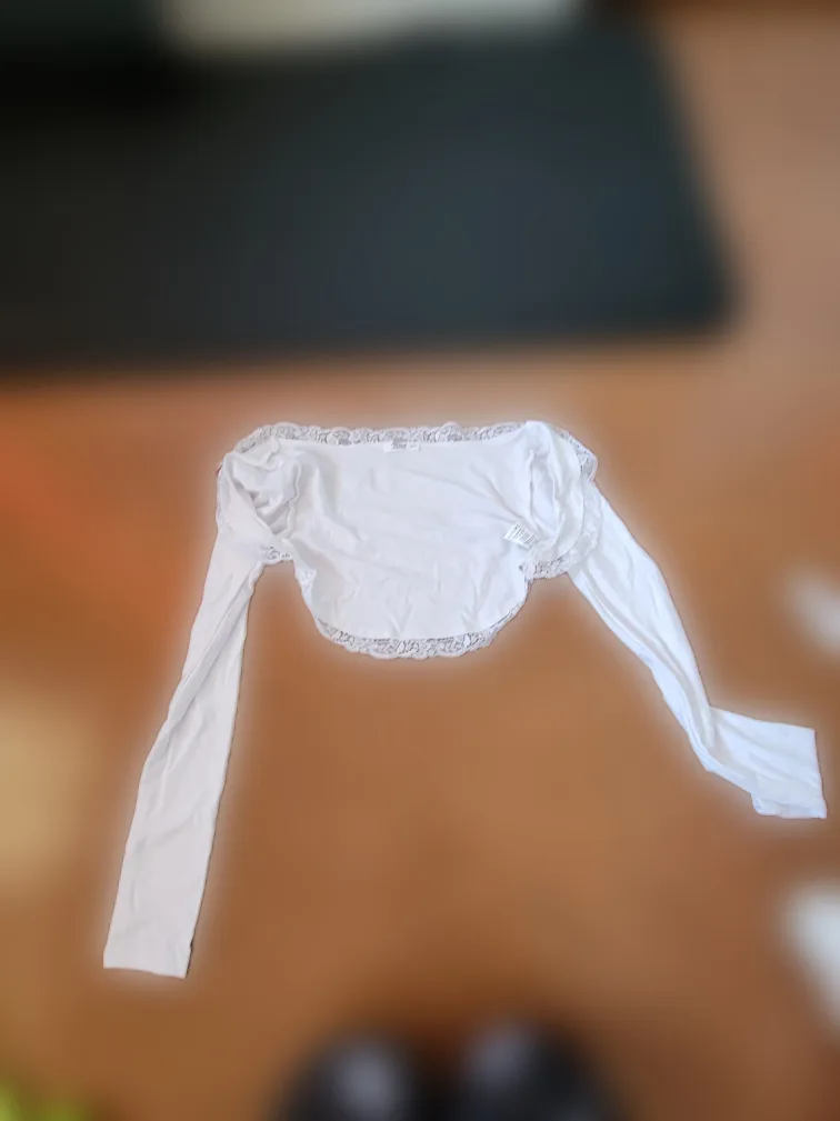 White bolero with lace trim thumbnail