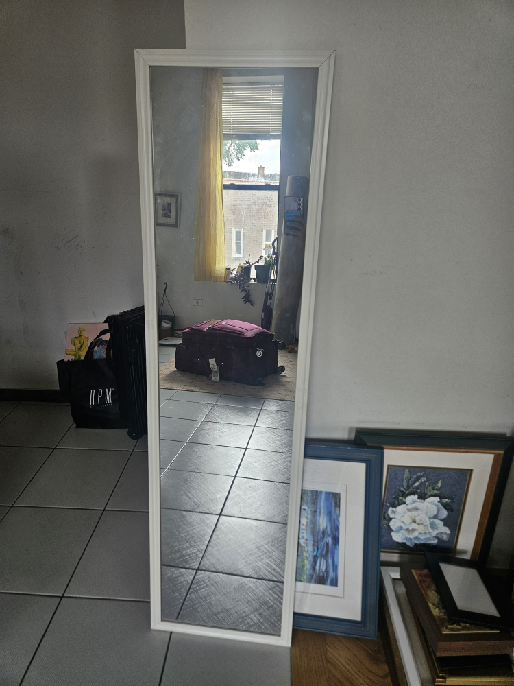 Full-Length White Framed Mirror