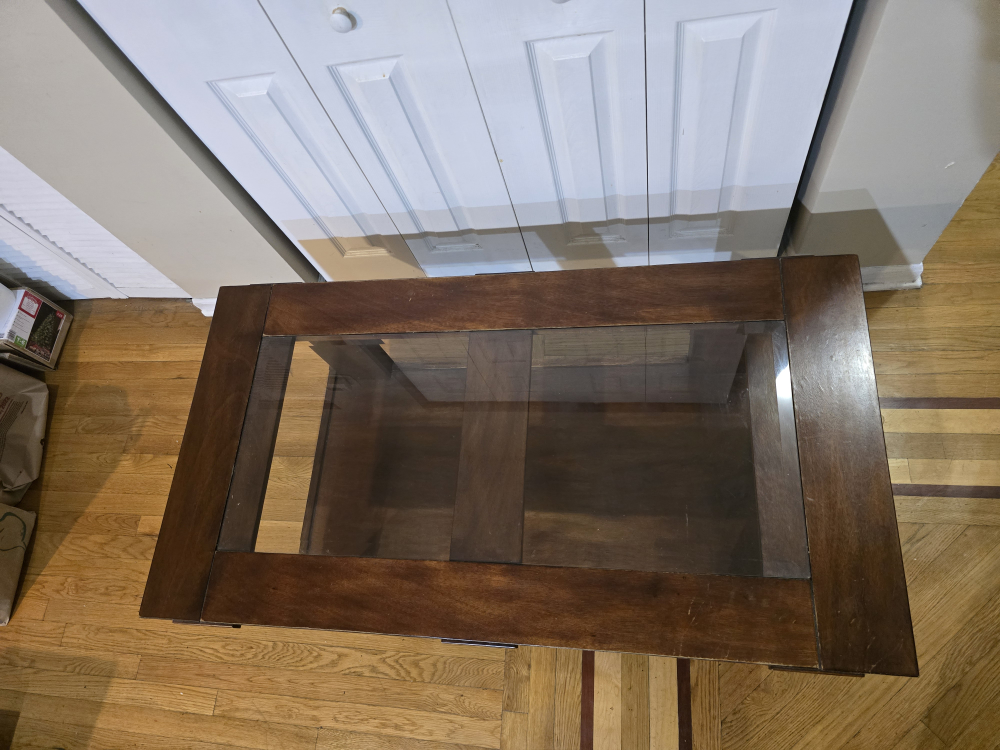 Wood Coffee Table with Glass Top (Solid Wood) - photo 4