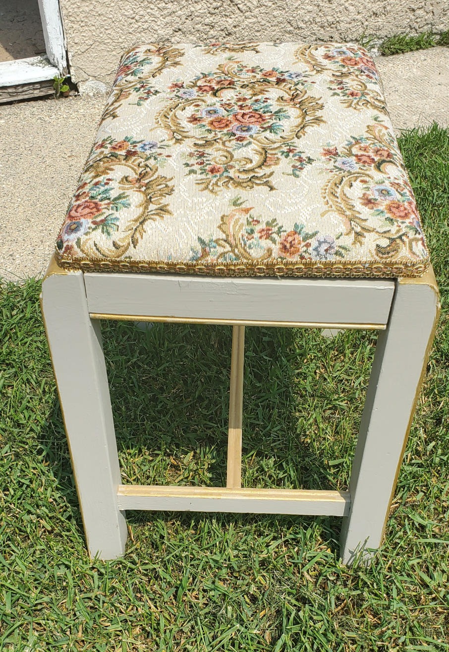 vintage Floral Upholstered Stool art deco - photo 5