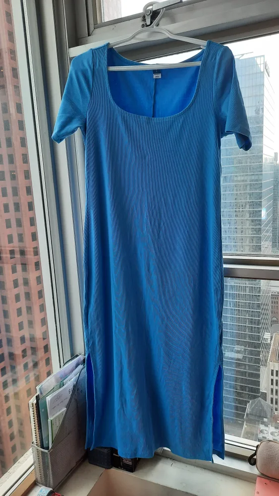 Old Navy Blue Ribbed Dress sz L thumbnail