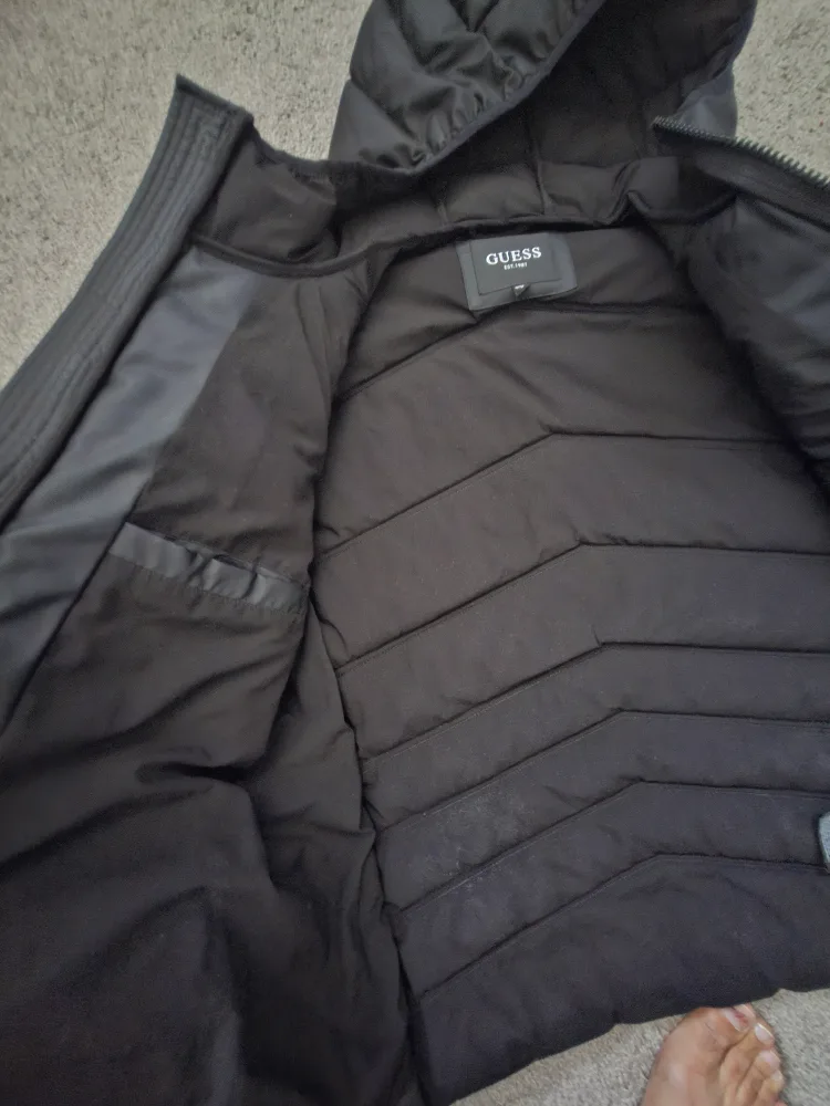 GUESS Black Puffer Jacket with Hood image indicator(3)