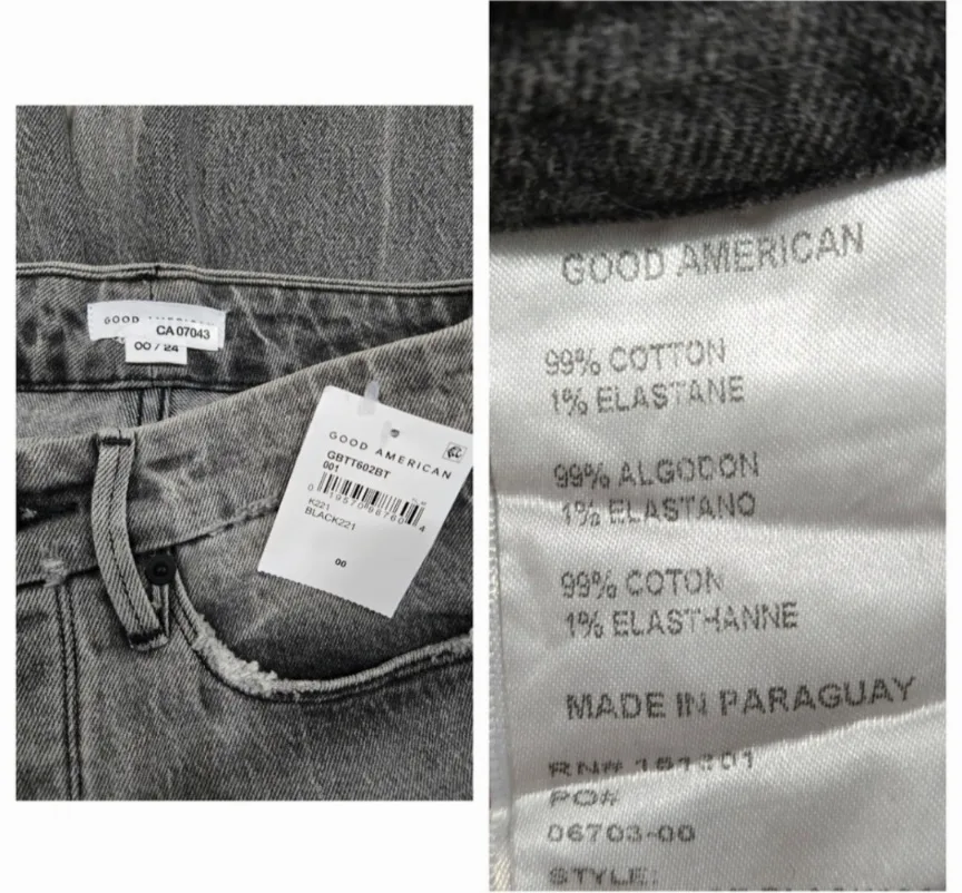 BNWTT Good American Good Boy Straight Legs Jeans Size 23-24 image indicator(7)