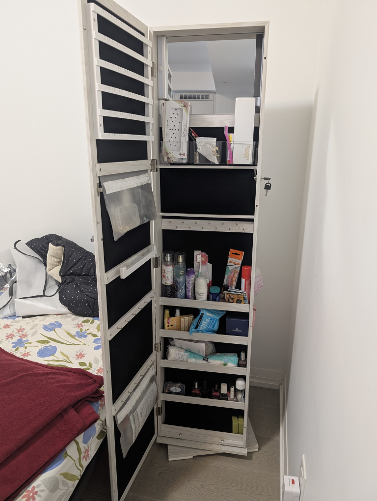 Rotatable Standing Mirror with Built-In Shelves - photo 3