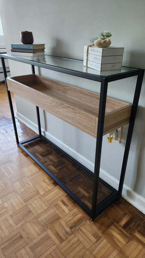 43" Glass Top Console Table w/ Shelf (new) thumbnail