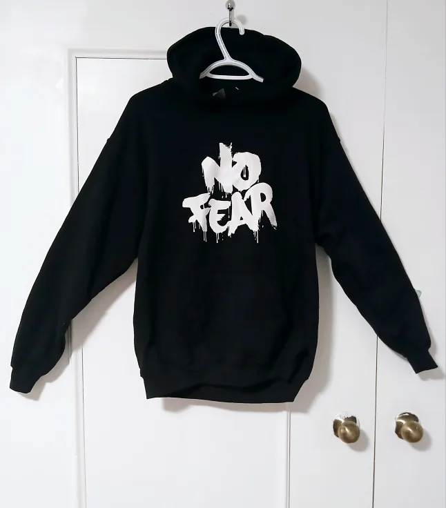 Men Medium No Fear Black Hoodie thumbnail