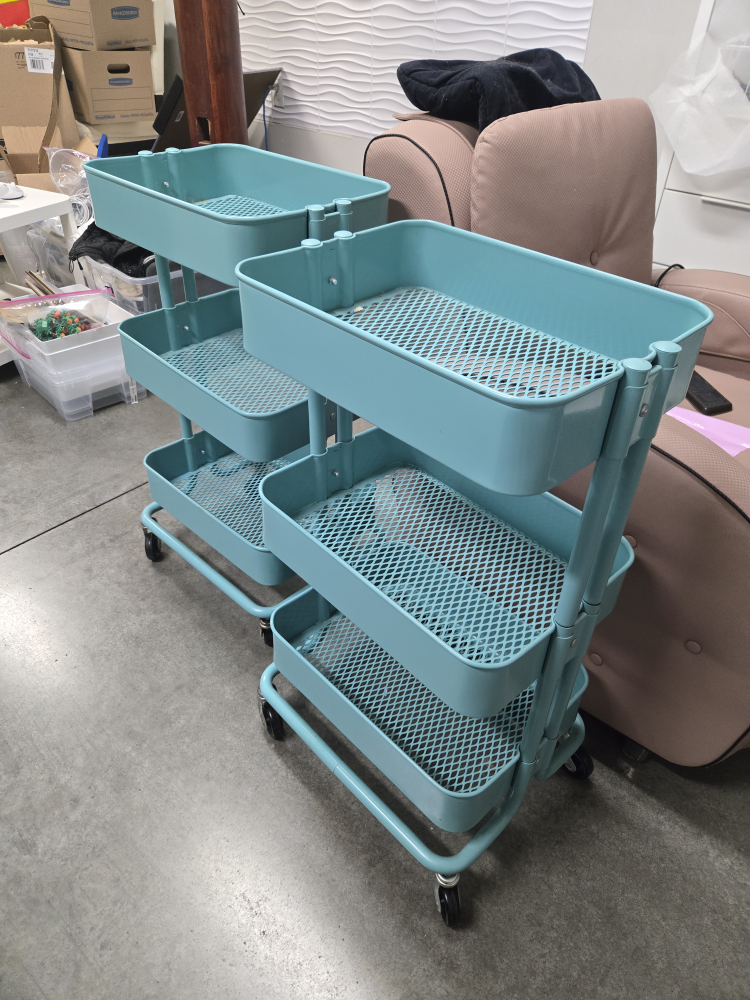 IKEA Raskog Turquoise 3-Tier Rolling Cart (Set of 2)