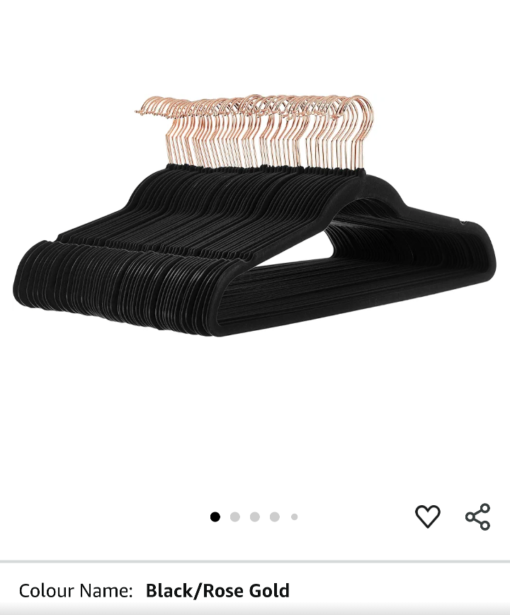 50count Slim Profile Rose Gold + Black Velvet Hangers