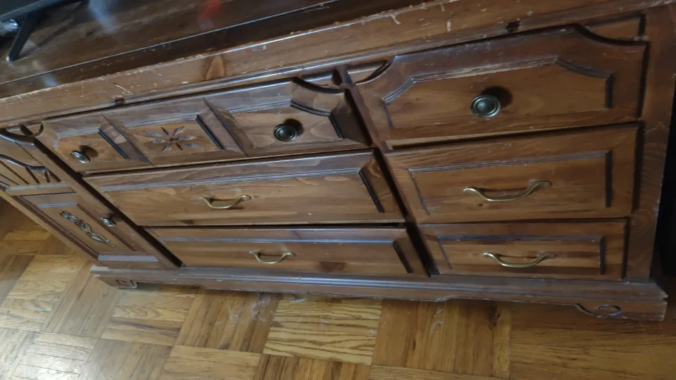 Wooden Dresser with Drawers and Cabinet image indicator(2)