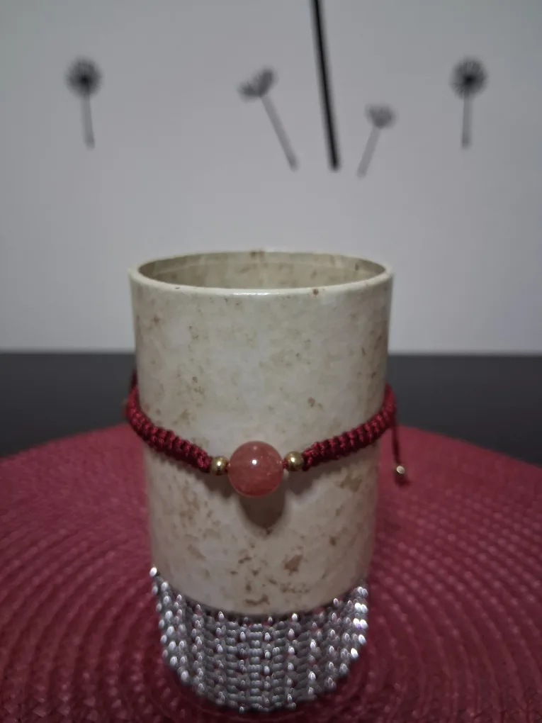 Red Obsidian Macrame Bracelet thumbnail