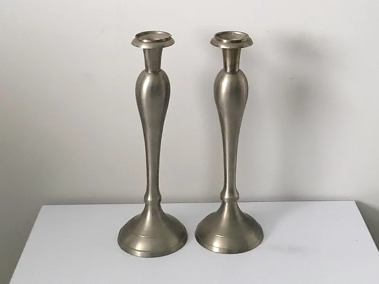 Set of Two Bombay Silver Candle Holders. 12 inches image indicator(2)