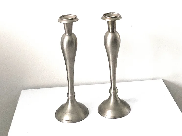 Set of Two Bombay Silver Candle Holders. 12 inches image indicator(5)