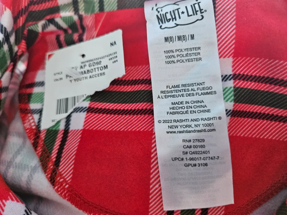 Night Life Red Plaid Pajama Set - Size M (8) image indicator(2)