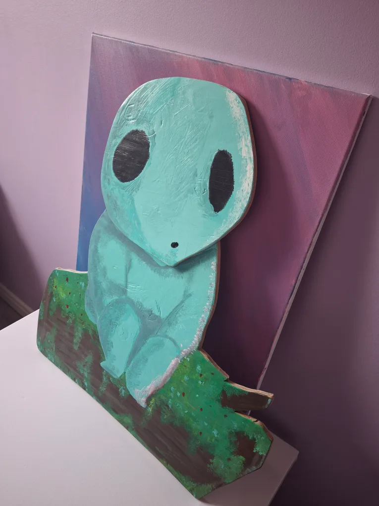 Handmade Kodama Spirit Painting on wood image indicator(3)
