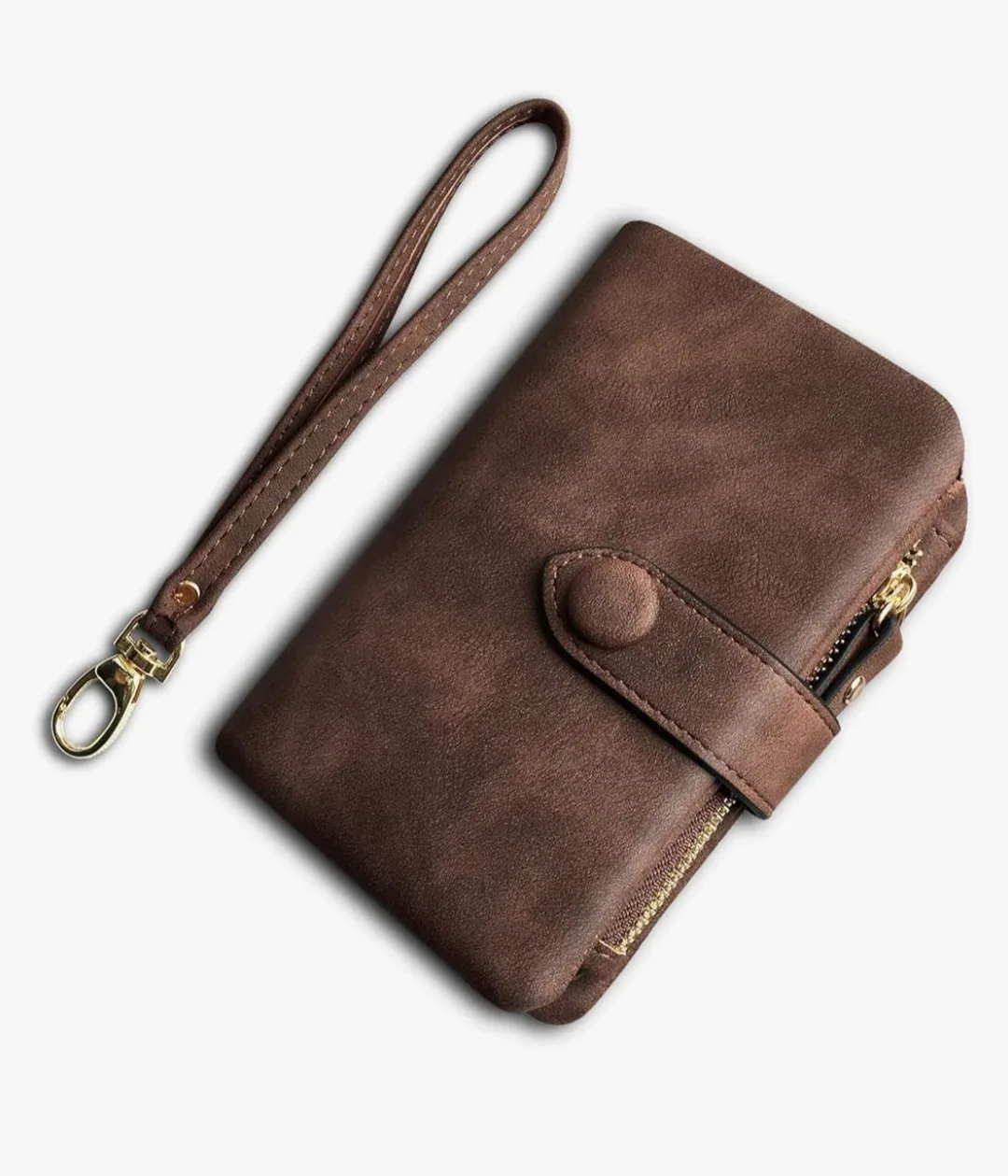 AOXONEL RFID Blocking - Brown Bifold Wallet with Wristlet image indicator(4)