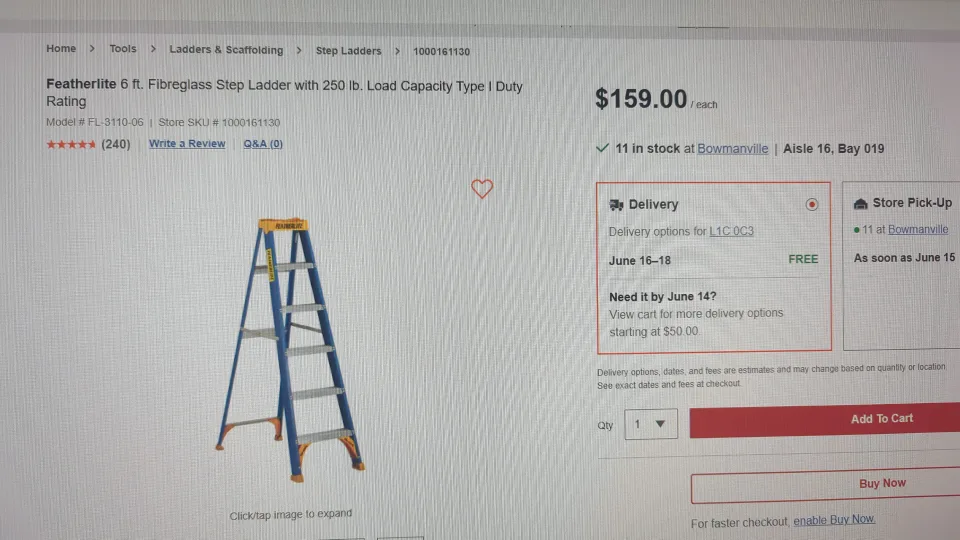 Featherlite 6 ft. Fiberglass Step Ladder thumbnail