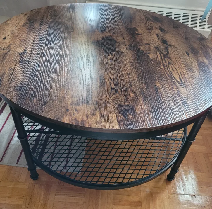 Rustic Wood and Metal Round Coffee Table image indicator(2)