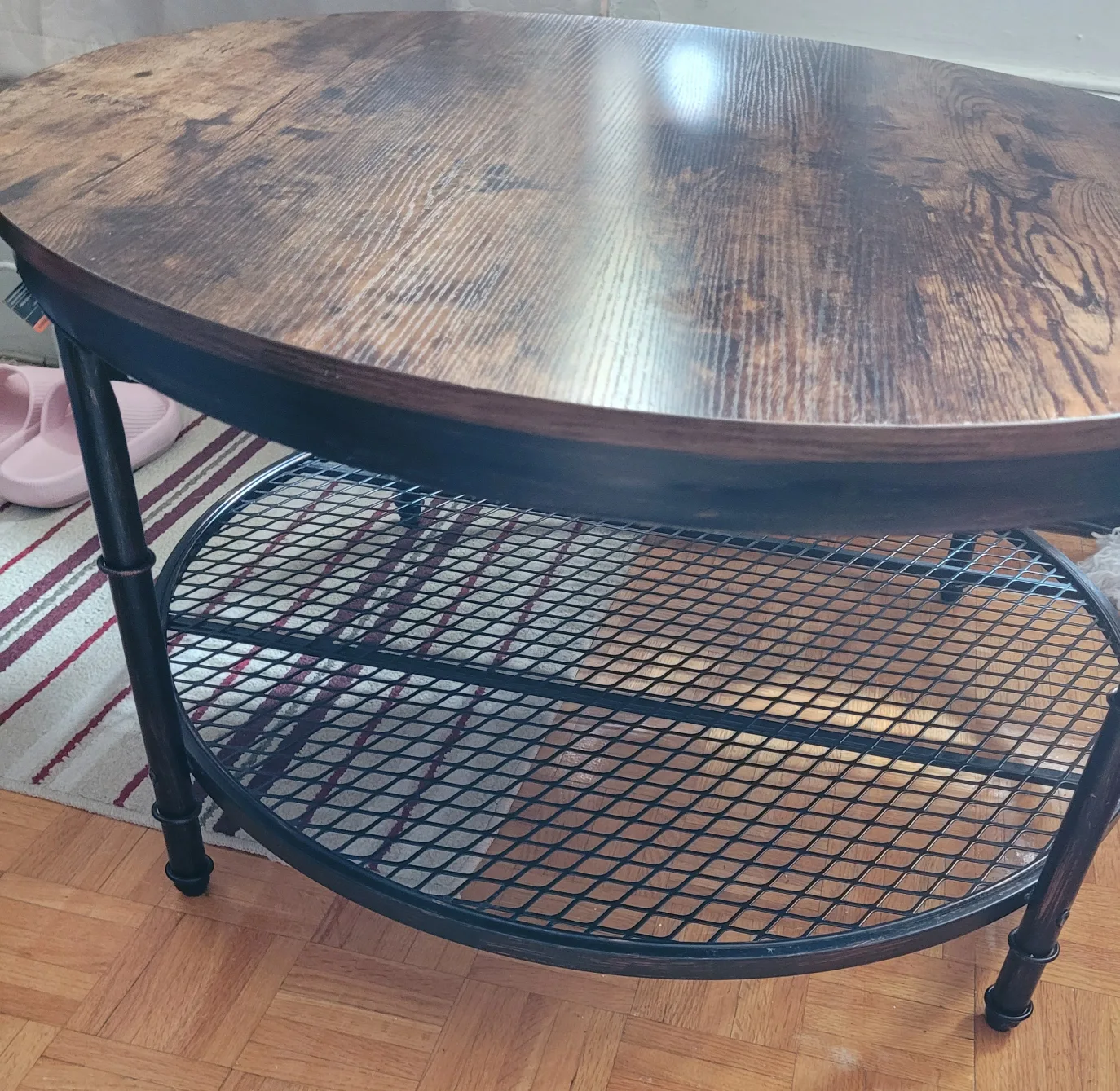 Rustic Wood and Metal Round Coffee Table image indicator(3)