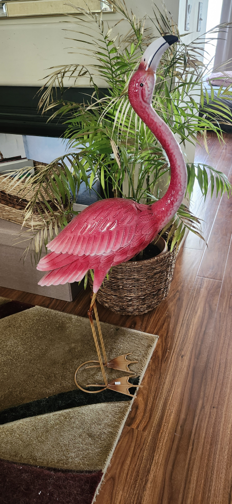 Pink Flamingo Metal Statue 42.5" Height - photo 2