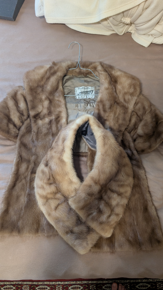Vintage Fur shoulder throw and Scarf Set
