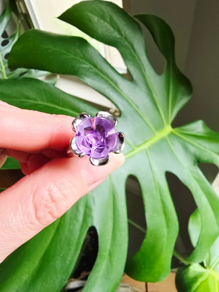 New Amethyst natural 925 sterling silver ring thumbnail