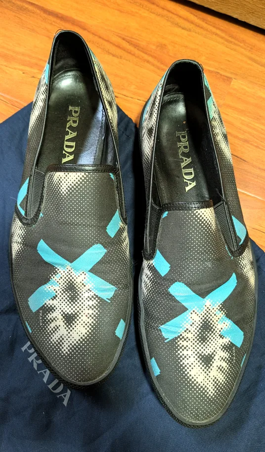 Prada Slip-On Shoes - Black & Blue 💚 thumbnail