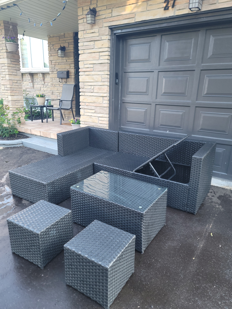 Outdoor Sectional Sofa Set with Table and Stools - photo 3