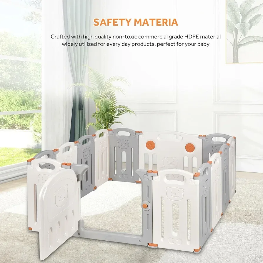 Foldable Baby Playpen - Grey & White image indicator(8)