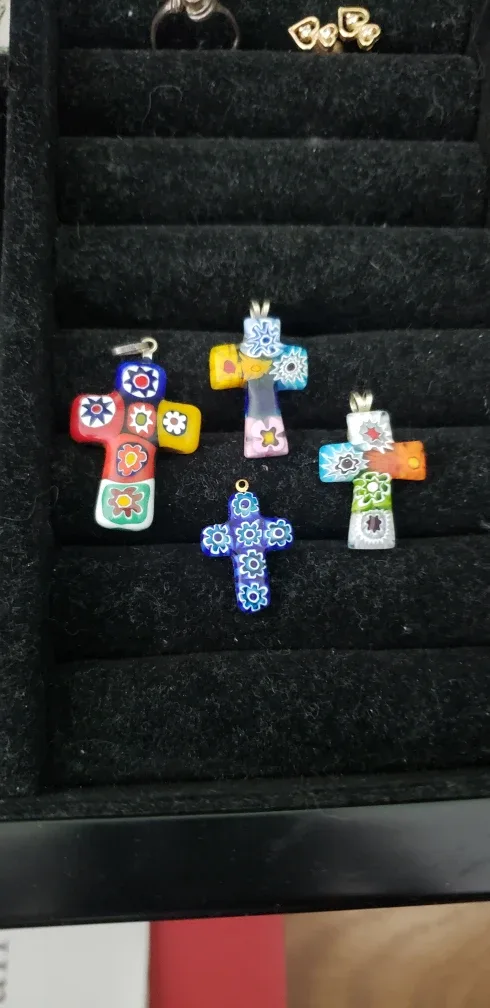 Murano glass cross necklace from Italy thumbnail