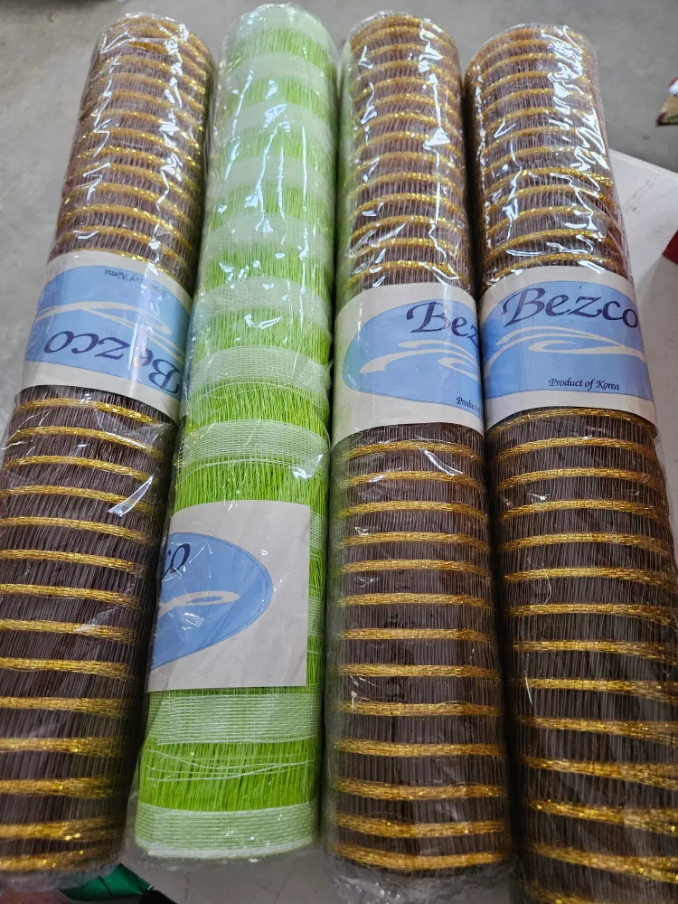 Bezco Deco Mesh Rolls - Brown/gold & Green thumbnail