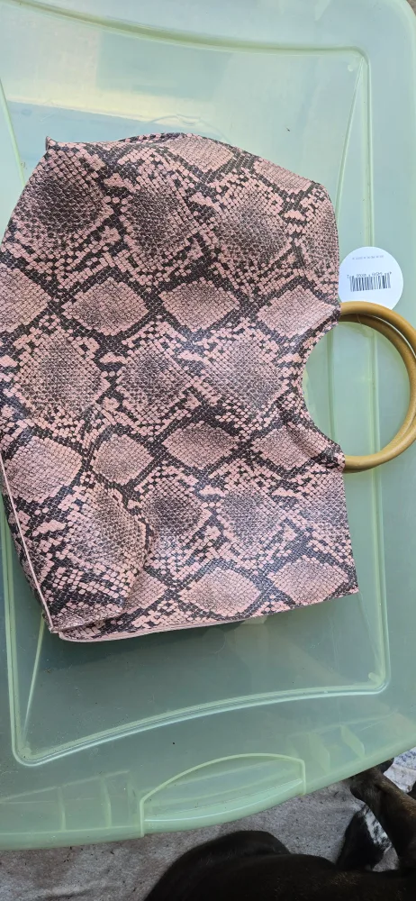 Snakeskin Print Handbag with Wooden Handles thumbnail
