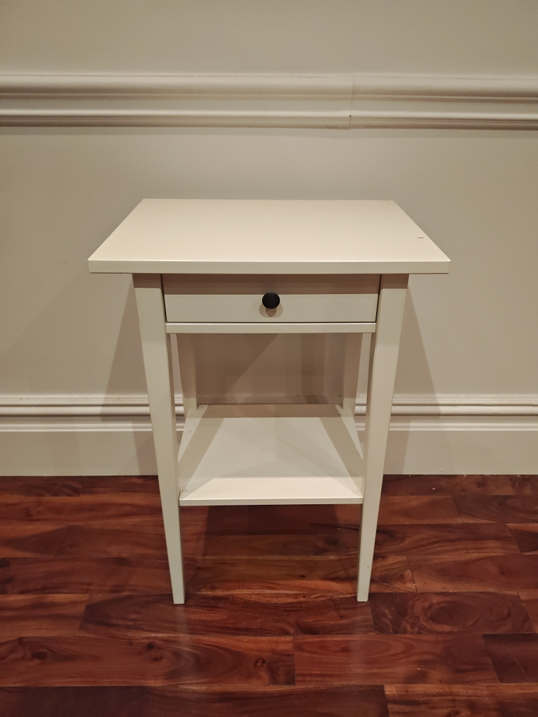 White Bedside Table with Drawer