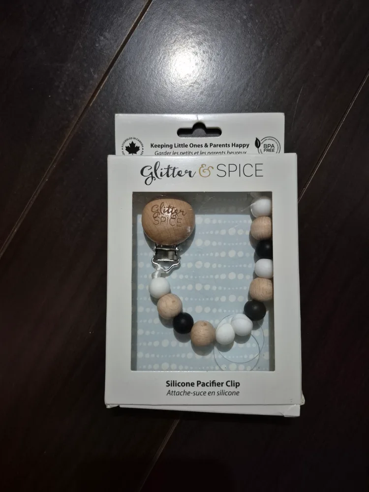 Glitter & Spice Silicone Pacifier Clip - New in Box! thumbnail