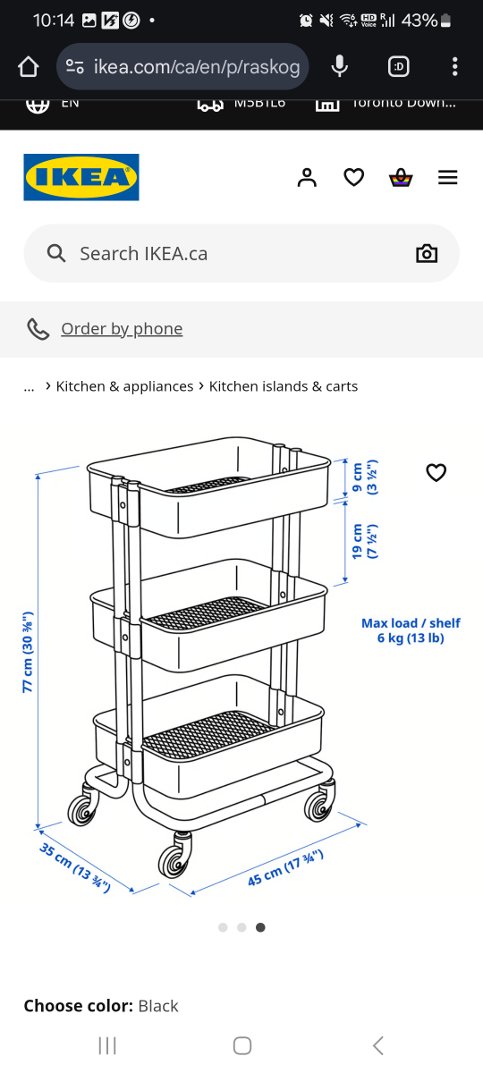 IKEA RÅSKOG Cart - Black - photo 3