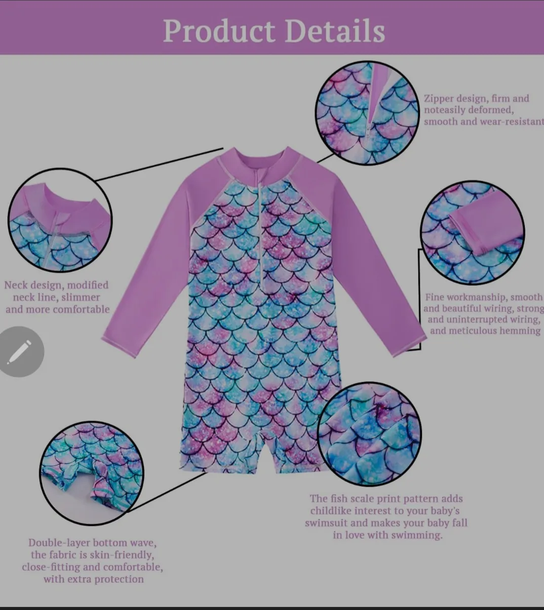 Mermaid Scale Kids Swimsuit 5 image indicator(6)