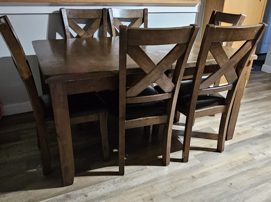 Extendable Dining Table with 6 Chairs, Wood