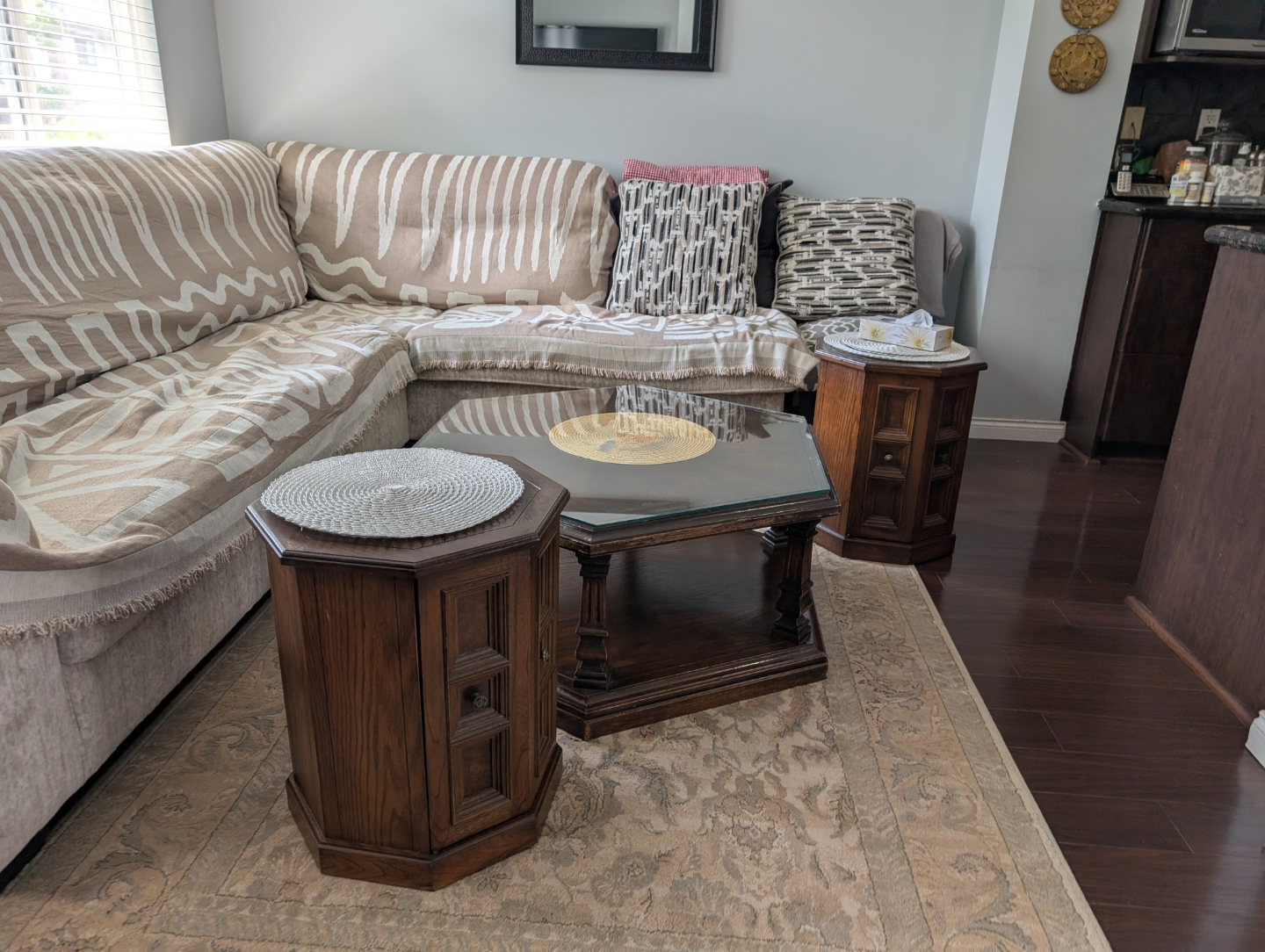 Wooden Side Tables and Coffee Table Set