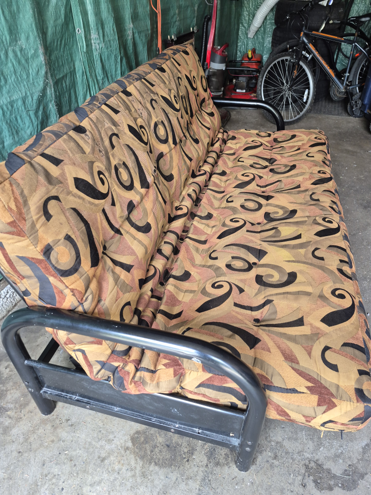 Futon Couch with Black Metal Frame