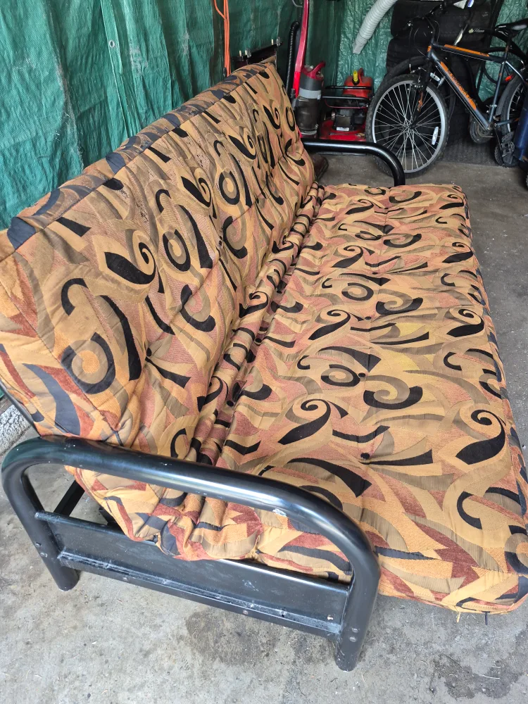 Futon Couch with Black Metal Frame thumbnail
