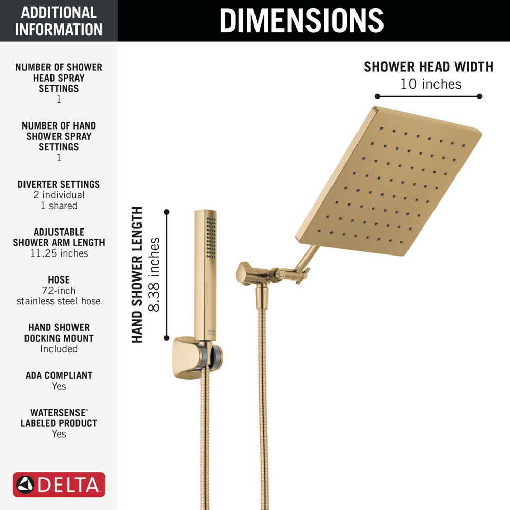 DELTA 10-inch Raincan Shower Head and Hand Held Shower Combo - photo 3