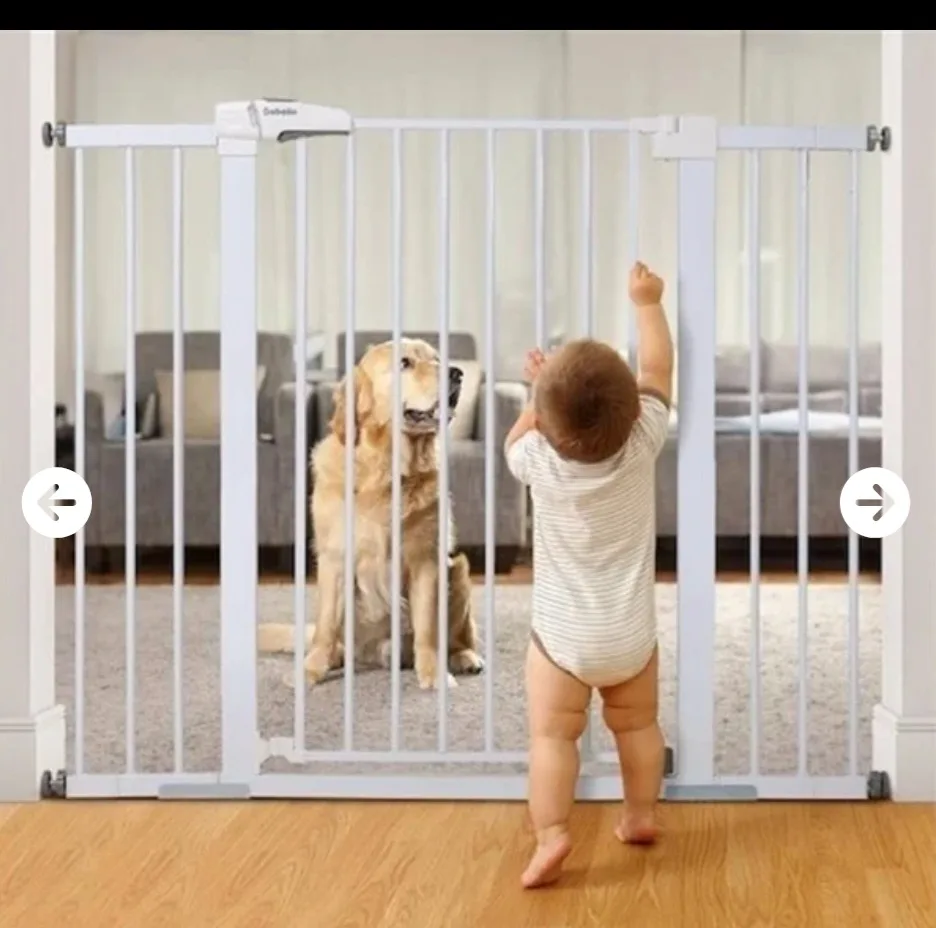 New BABELIO White Extra High Metal Barrier Gate 91.4 cm tall thumbnail