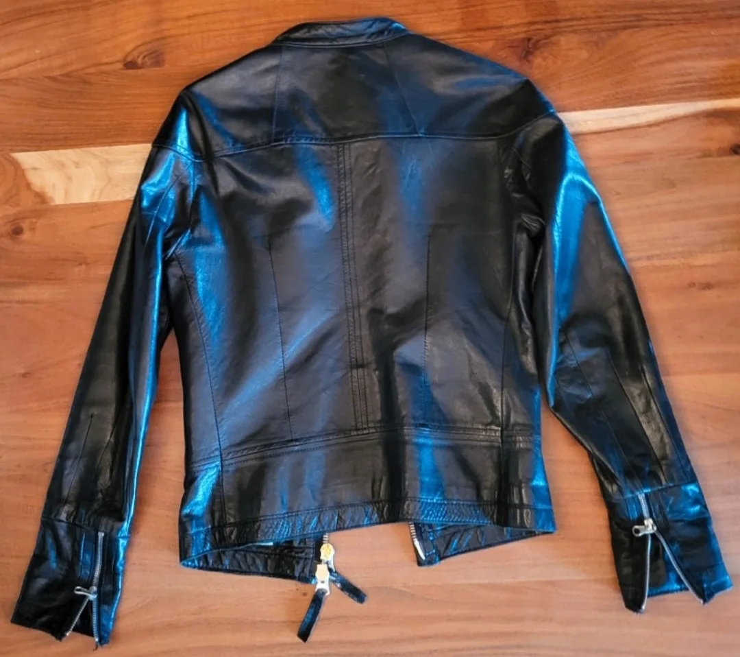 ❣️ Genuine Leather Jacket Black Firetrap London - Size XS image indicator(2)