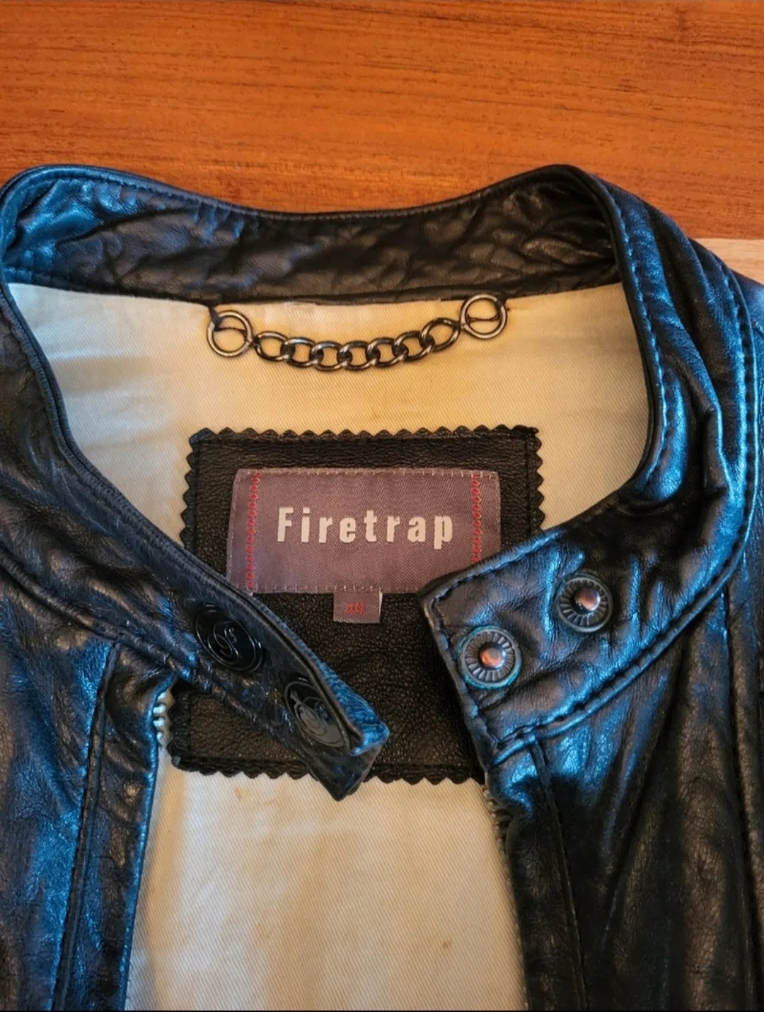 ❣️ Genuine Leather Jacket Black Firetrap London - Size XS image indicator(4)