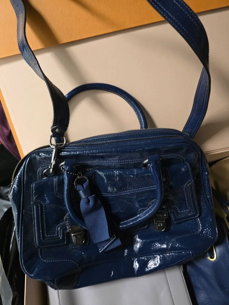 Coach Navy Blue Patent Leather Satchel thumbnail