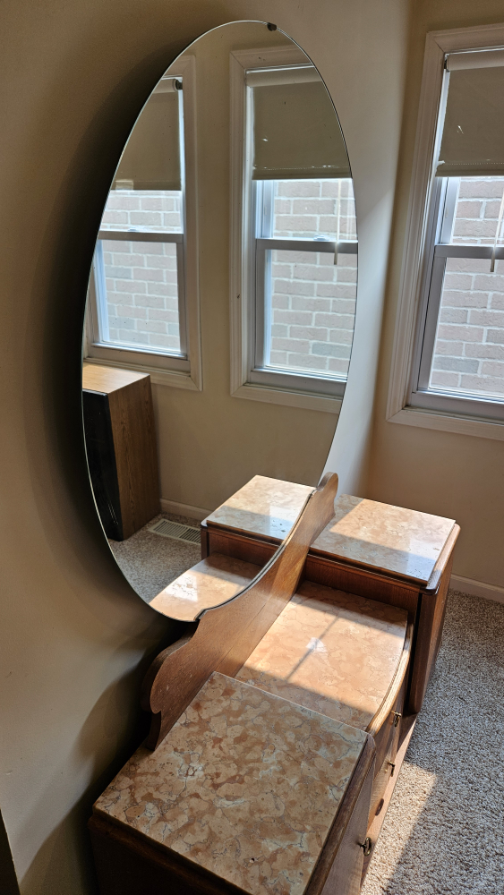Antique Art Deco Waterfall Vanity Set with Mirror - photo 4