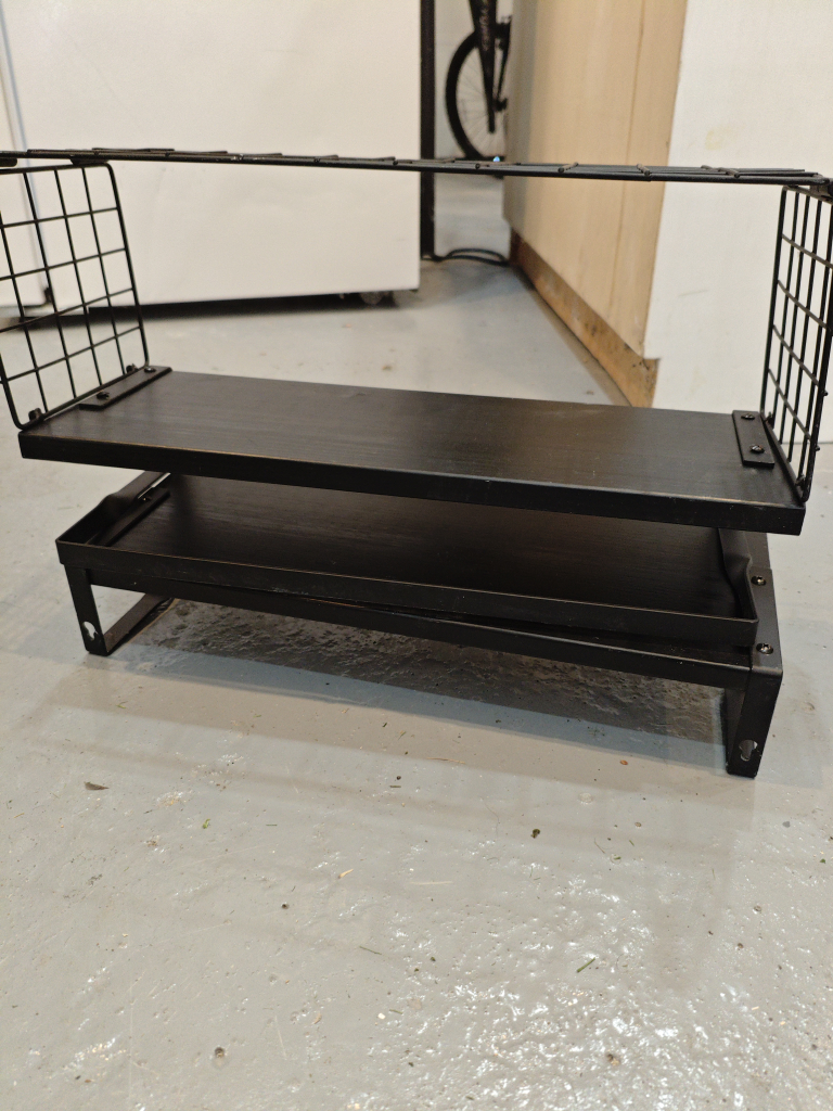 Black Metal Shelf with Wire Detailing